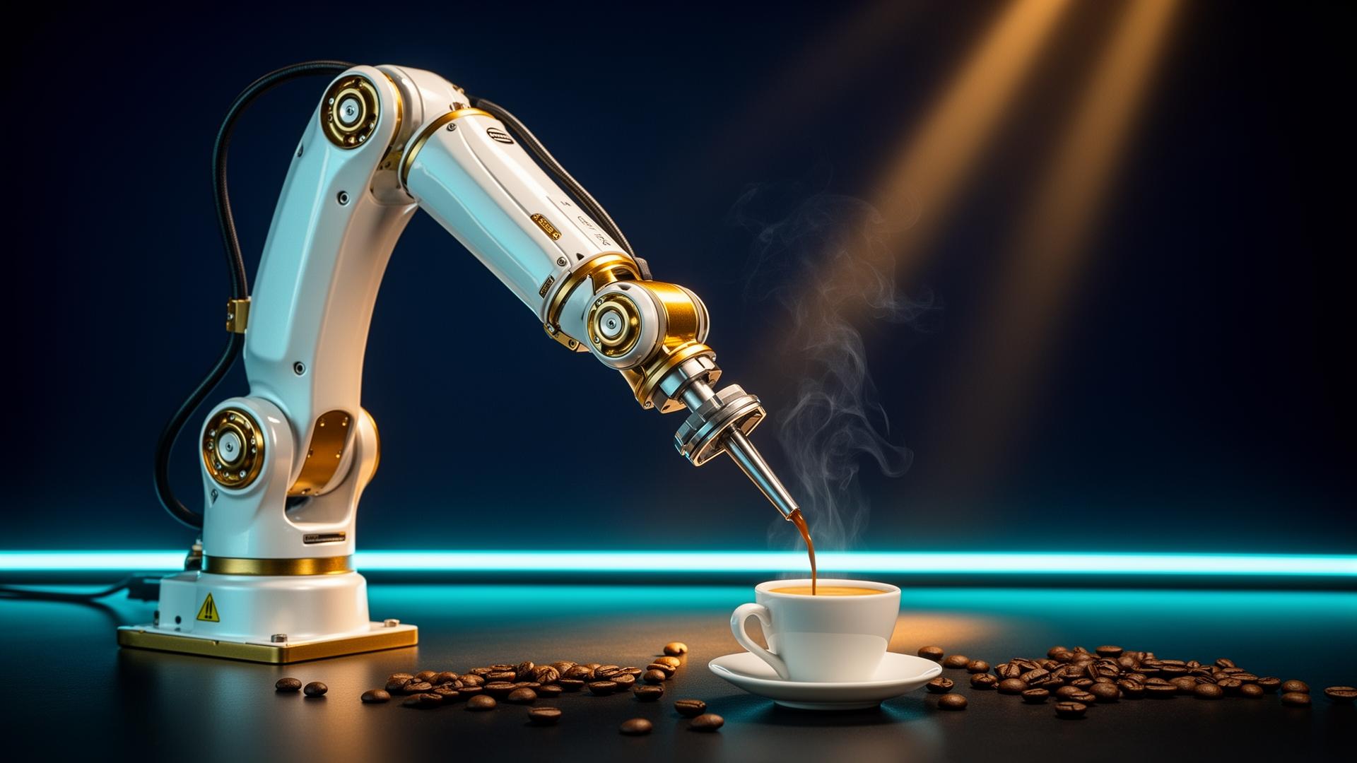 Robotic arm pouring espresso